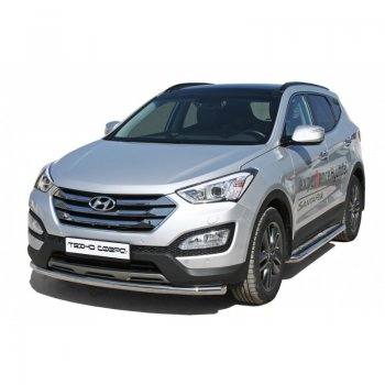 Защита переднего бампера ТехноСфера (Техно Сфера) (нержавейка, d63.5 mm) Hyundai Santa Fe  DM (2012-2016) дорестайлинг