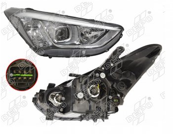 Правая фара (галоген, под корректор) DEPO Hyundai Santa Fe  DM (2012-2016) дорестайлинг