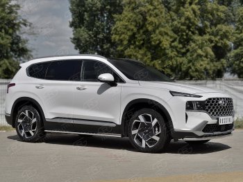 16 999 р. Защита переднего бампера (Ø42 мм секции, нержавейка) SLITKOFF  Hyundai Santa Fe  TM (2020-2022) рестайлинг  с доставкой в г. Керчь. Увеличить фотографию 3