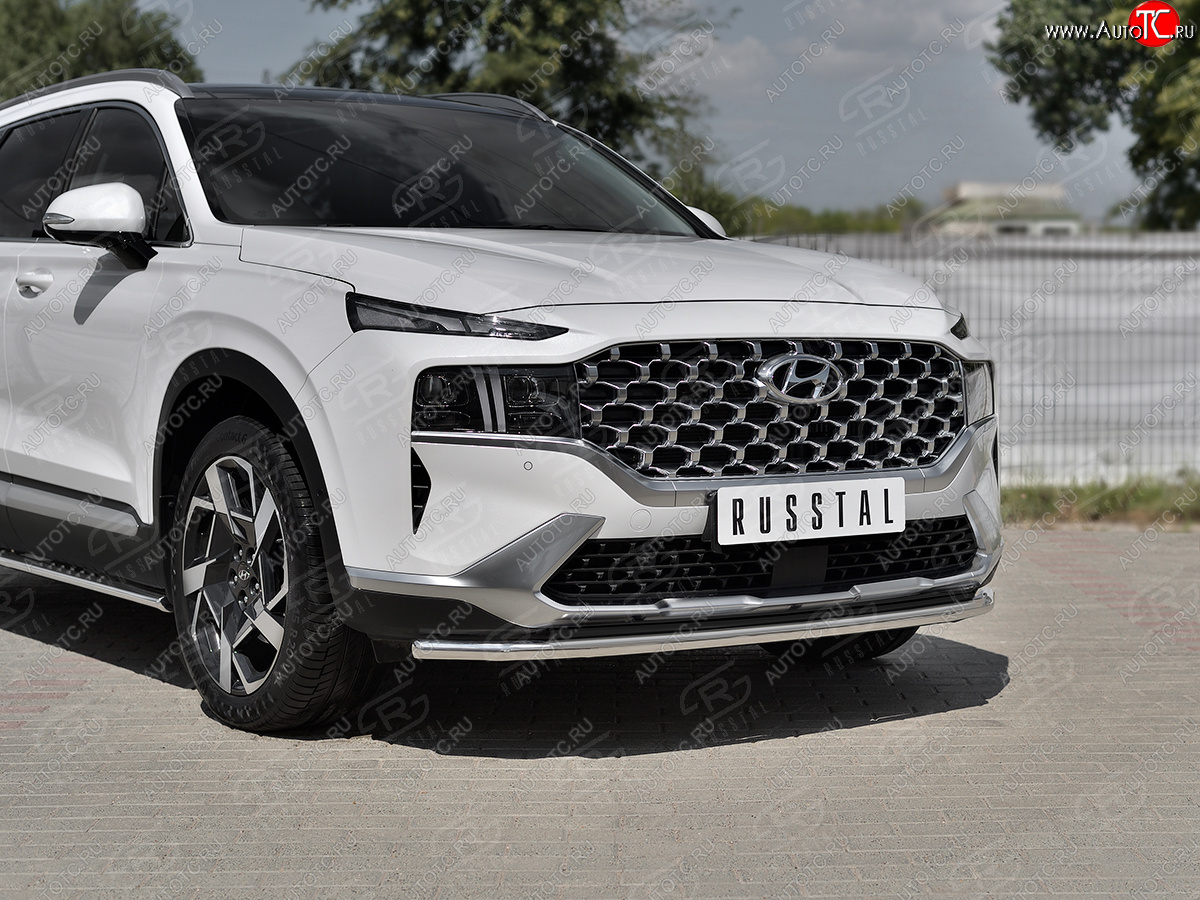 16 999 р. Защита переднего бампера (Ø42 мм секции, нержавейка) SLITKOFF  Hyundai Santa Fe  TM (2020-2022) рестайлинг  с доставкой в г. Керчь