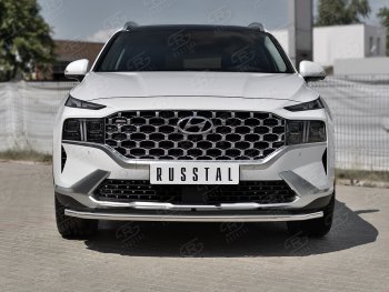 16 999 р. Защита переднего бампера (Ø42 мм секции, нержавейка) SLITKOFF  Hyundai Santa Fe  TM (2020-2022) рестайлинг  с доставкой в г. Керчь. Увеличить фотографию 2