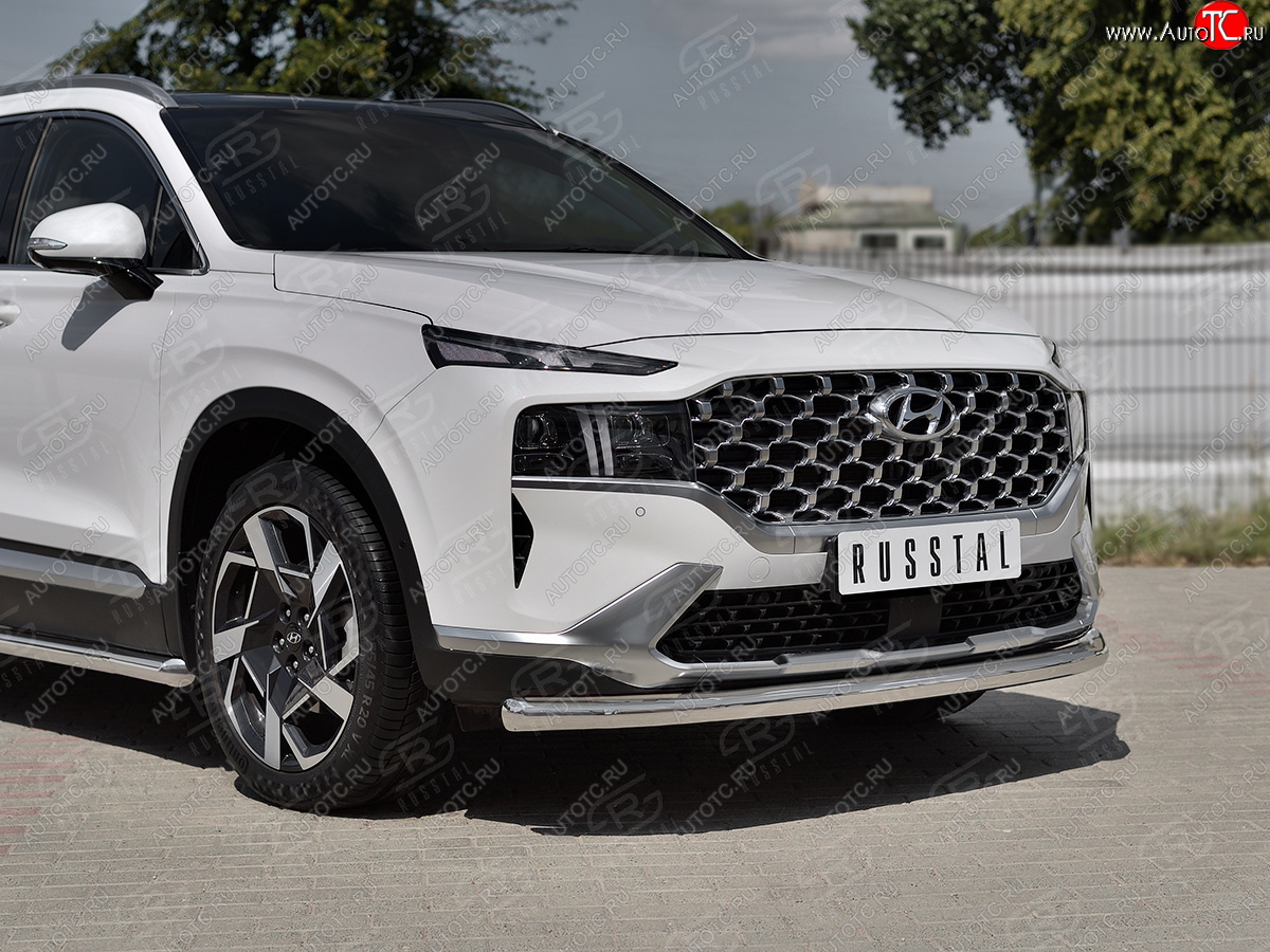 18 299 р. Защита переднего бампера (Ø63 мм, нержавейка) SLITKOFF  Hyundai Santa Fe  TM (2020-2022) рестайлинг  с доставкой в г. Керчь