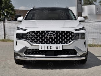 18 299 р. Защита переднего бампера (Ø63 мм, нержавейка) SLITKOFF  Hyundai Santa Fe  TM (2020-2022) рестайлинг  с доставкой в г. Керчь. Увеличить фотографию 2
