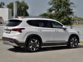 16 299 р. Защита заднего бампера (Ø63 мм, нержавейка) SLITKOFF  Hyundai Santa Fe  TM (2020-2022) рестайлинг  с доставкой в г. Керчь. Увеличить фотографию 2