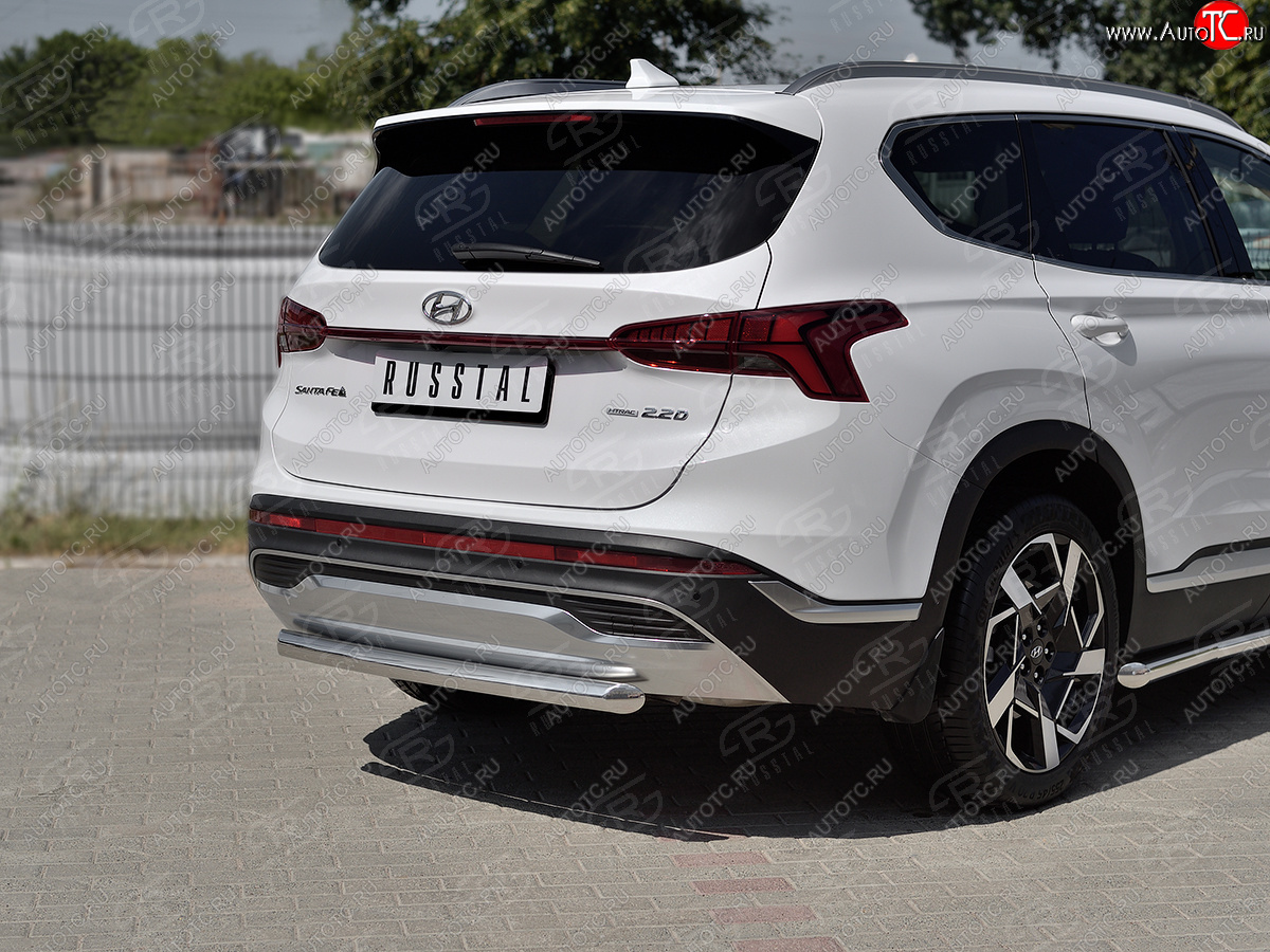 16 299 р. Защита заднего бампера (Ø63 мм, нержавейка) SLITKOFF  Hyundai Santa Fe  TM (2020-2022) рестайлинг  с доставкой в г. Керчь