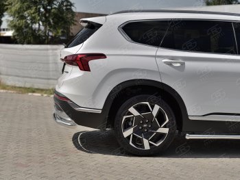 18 299 р. Защита заднего бампера (Ø63 мм секции, нержавейка) SLITKOFF  Hyundai Santa Fe  TM (2020-2022) рестайлинг  с доставкой в г. Керчь. Увеличить фотографию 3