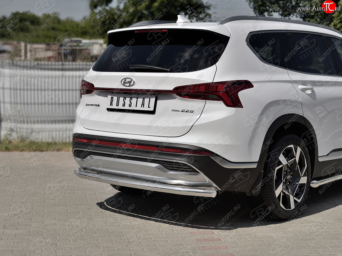 18 299 р. Защита заднего бампера (Ø63 мм секции, нержавейка) SLITKOFF  Hyundai Santa Fe  TM (2020-2022) рестайлинг  с доставкой в г. Керчь