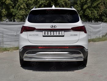 18 299 р. Защита заднего бампера (Ø63 мм секции, нержавейка) SLITKOFF  Hyundai Santa Fe  TM (2020-2022) рестайлинг  с доставкой в г. Керчь. Увеличить фотографию 2