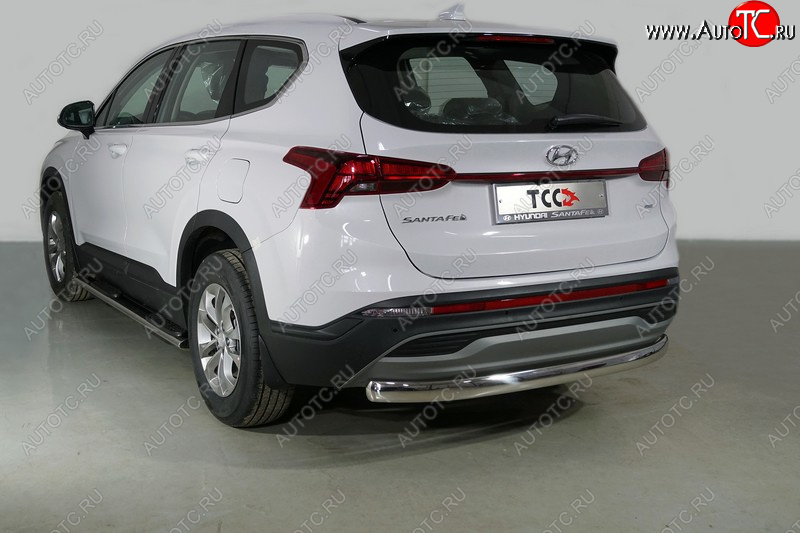 22 449 р. Защита заднего бампера (овальная) ТСС (нержавейка d 75х42 мм)  Hyundai Santa Fe  TM (2020-2022) рестайлинг  с доставкой в г. Керчь