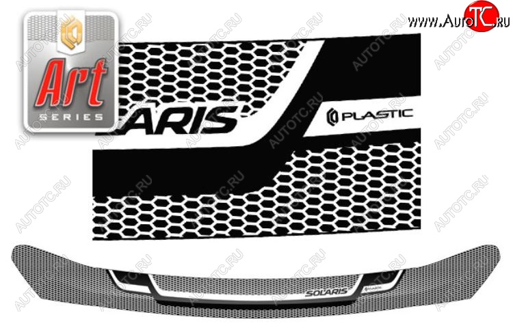 2 159 р. Дефлектор капота CA-Plastiс  Hyundai Solaris  HCR (2017-2020) седан дорестайлинг (Серия Art серебро)  с доставкой в г. Керчь