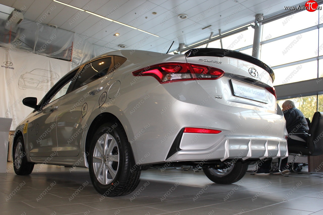 4 999 р. Накладка заднего бампера Автократ  Hyundai Solaris  HCR (2017-2020) седан дорестайлинг (Неокрашенная)  с доставкой в г. Керчь