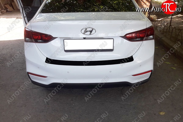 679 р. Защитная накладка заднего бампера Тюн-Авто  Hyundai Solaris  HCR (2017-2020) седан дорестайлинг  с доставкой в г. Керчь