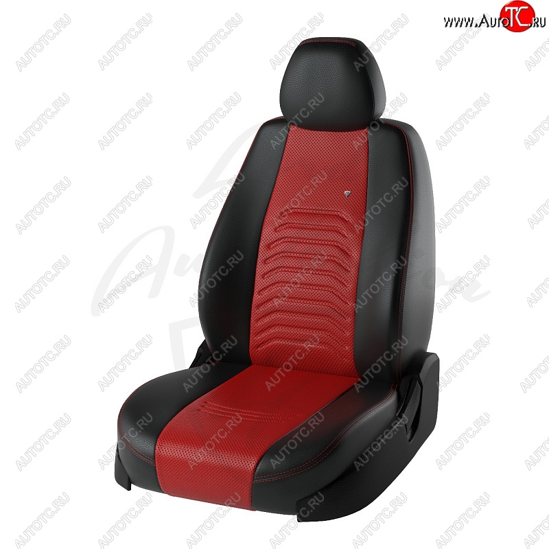 7 799 р. Чехлы для сидений Lord Autofashion Денвер (экокожа)  Hyundai Solaris  HCR (2017-2020) седан дорестайлинг (Чёрный, вставка красная)  с доставкой в г. Керчь