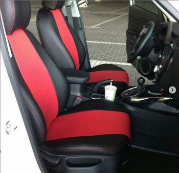 7 799 р. Чехлы для сидений Lord Autofashion Денвер (экокожа)  Hyundai Solaris  HCR (2017-2020) седан дорестайлинг (Чёрный, вставка красная)  с доставкой в г. Керчь. Увеличить фотографию 3