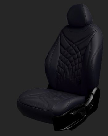 Чехлы для сидений Lord Autofashion Байрон ЖУК (экокожа, спинка 60/40, 2 Г-образных подголовника) Hyundai Solaris  HCR (2017-2022) седан дорестайлинг, седан рестайлинг (Черный, вставка черная, строчка черная)