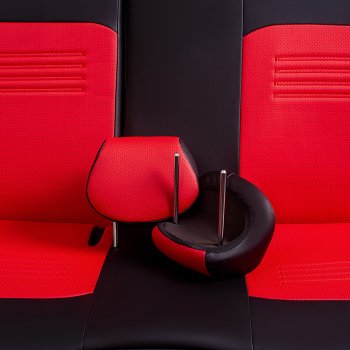 6 199 р. Чехлы для сидений Lord Autofashion Турин (экокожа, сплошная спинка, 2 П-образных подголовника)  Hyundai Solaris  HCR (2017-2020) седан дорестайлинг (Черный, вставка красная)  с доставкой в г. Керчь. Увеличить фотографию 6