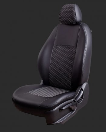 Чехлы для сидений Lord Autofashion Турин (экокожа/жаккард, спинка 60/40, 3 Г-образных подголовника) Hyundai Solaris  HCR (2017-2022) седан дорестайлинг, седан рестайлинг (Черный, вставка жаккард Чёрный Люкс-94)