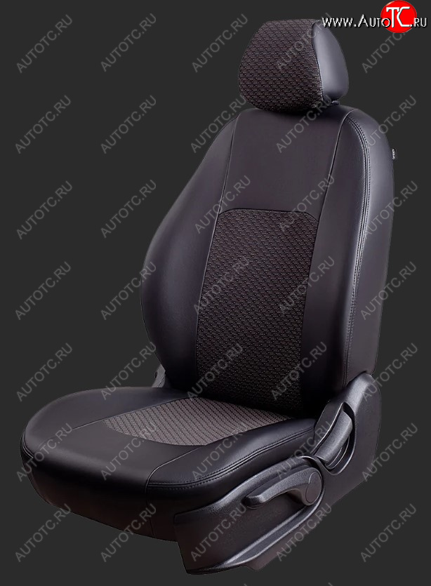 7 349 р. Чехлы для сидений Lord Autofashion Турин (экокожа/жаккард, сплошная спинка, 2 П-образных подголовника) Hyundai Solaris HCR седан дорестайлинг (2017-2020) (Черный, вставка жаккард Чёрный Мокка)  с доставкой в г. Керчь