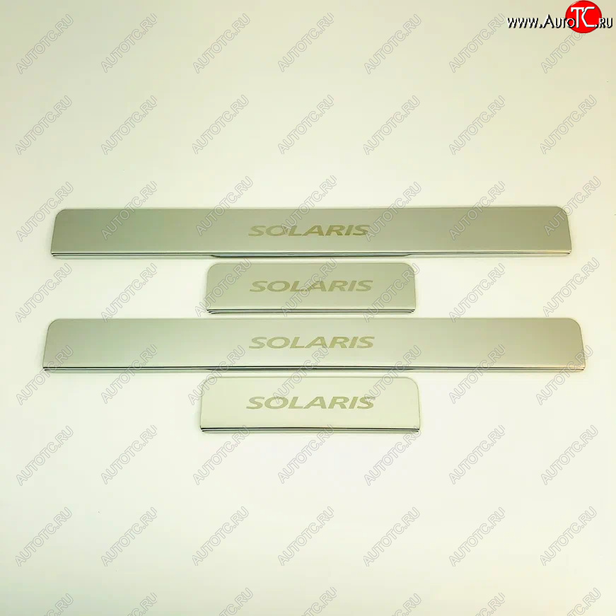 2 179 р. Накладки порожков салона INOX Hyundai Solaris HCR седан дорестайлинг (2017-2020) (Нержавеющая сталь)  с доставкой в г. Керчь
