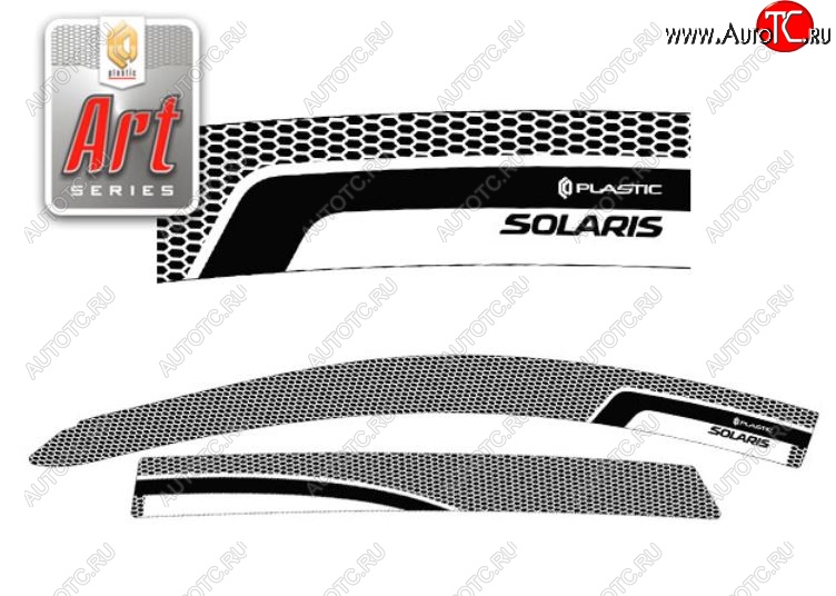 2 199 р. Дефлектора окон CA-Plastic  Hyundai Solaris  RBr (2010-2014) хэтчбэк дорестайлинг (Серия Art серебро, Без хром.молдинга)  с доставкой в г. Керчь
