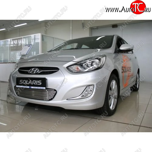 5 599 р. Декоративный элемент воздухозаборника Souz96 (d10) Hyundai Solaris RBr седан дорестайлинг (2010-2014) (Черные)  с доставкой в г. Керчь