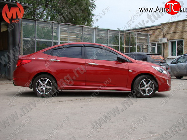 5 999 р. Пороги накладки ZEUS Hyundai Solaris RBr седан рестайлинг (2014-2017) (Неокрашенный)  с доставкой в г. Керчь