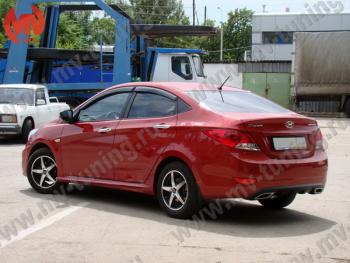 5 999 р. Пороги накладки ZEUS Hyundai Solaris RBr седан рестайлинг (2014-2017) (Неокрашенный)  с доставкой в г. Керчь. Увеличить фотографию 2
