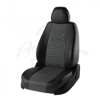 Чехлы для сидений Lord Autofashion Денвер (экокожа) Hyundai Solaris  RBr (2010-2017) хэтчбэк дорестайлинг, хэтчбэк рестайлинг (Чёрный, вставка серая)