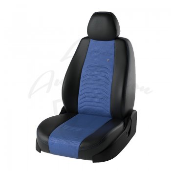 Чехлы для сидений Lord Autofashion Денвер (экокожа) Hyundai Solaris  RBr (2010-2017) хэтчбэк дорестайлинг, хэтчбэк рестайлинг (Чёрный, вставка синяя)