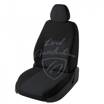 Чехлы для сидений Lord Autofashion Дублин (жаккард, раздельная спинка) Hyundai Solaris  RBr (2010-2017) хэтчбэк дорестайлинг, хэтчбэк рестайлинг (Черный, вставка Прямоугольник черный)
