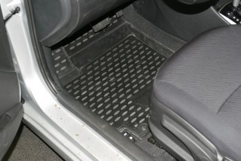 2 299 р. Комплект ковриков салона Element (полиуретан) Hyundai Solaris RBr хэтчбэк дорестайлинг (2010-2014) (Черные)  с доставкой в г. Керчь. Увеличить фотографию 2