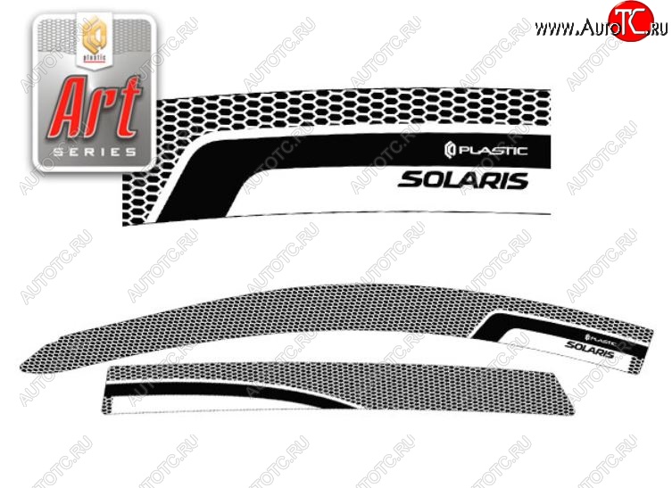 2 199 р. Дефлектора окон CA-Plastic  Hyundai Solaris  RBr (2014-2017) хэтчбэк рестайлинг (Серия Art серебро, Без хром.молдинга)  с доставкой в г. Керчь