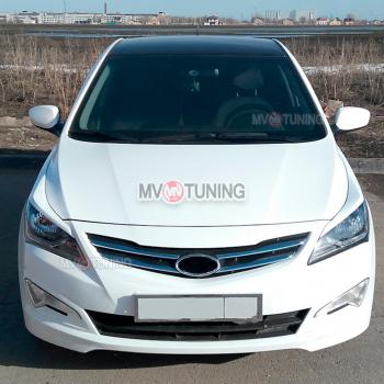 Реснички на фары HS-1 Hyundai Solaris  RBr (2014-2017) хэтчбэк рестайлинг