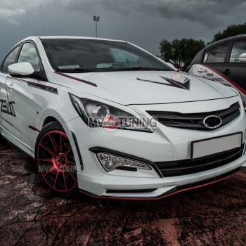 Реснички на фары ZEUS MV-Tuning Hyundai Solaris  RBr (2014-2017) седан рестайлинг, хэтчбэк рестайлинг
