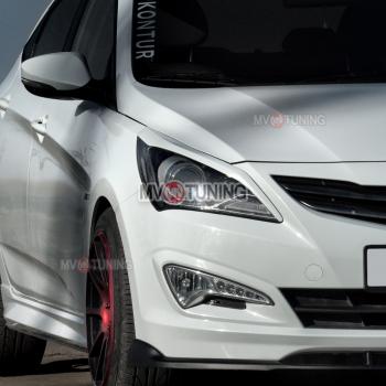 1 799 р. Реснички на фары ZEUS MV-Tuning Hyundai Solaris RBr седан рестайлинг (2014-2017) (Неокрашенные)  с доставкой в г. Керчь. Увеличить фотографию 2