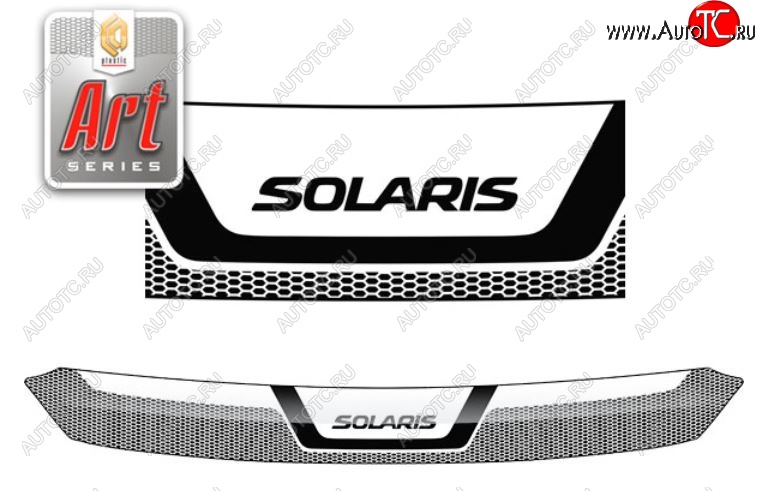2 159 р. Дефлектор капота CA-Plastiс  Hyundai Solaris  RBr (2010-2014) седан дорестайлинг (Серия Art графит)  с доставкой в г. Керчь