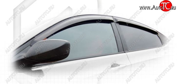 1 999 р. Дефлектора окон CA-Plastic Hyundai Solaris RBr седан дорестайлинг (2010-2014) (Classic полупрозрачный, Без хром.молдинга, Крепление только на скотч)  с доставкой в г. Керчь