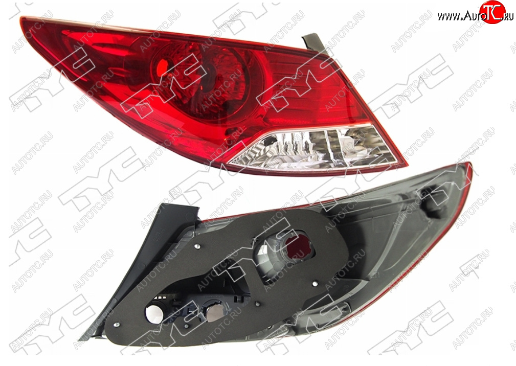 4 399 р. Левый фонарь задний TYC  Hyundai Solaris  RBr (2010-2014) седан дорестайлинг  с доставкой в г. Керчь