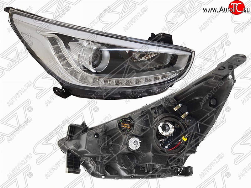8 199 р. Правая фара передняя SAT (под корректор, ДХО)  Hyundai Solaris  RBr (2010-2014) седан дорестайлинг, хэтчбэк дорестайлинг  с доставкой в г. Керчь