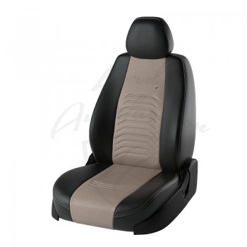 Чехлы для сидений Lord Autofashion Денвер (экокожа) Hyundai Solaris  RBr (2010-2017) седан дорестайлинг, седан рестайлинг (Чёрный, вставка бежевая)