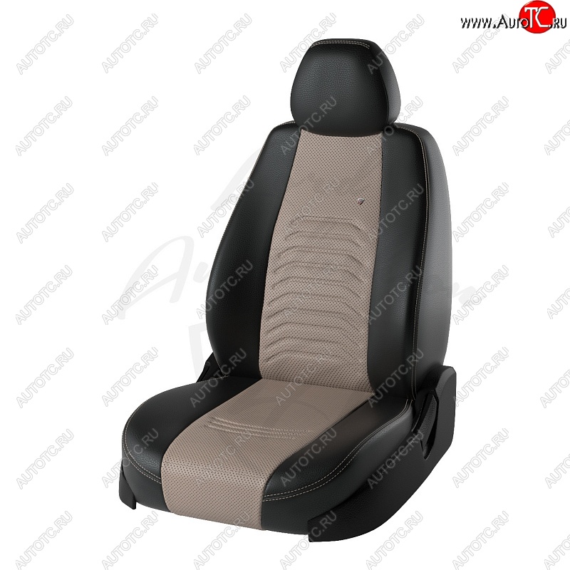 9 099 р. Чехлы для сидений Lord Autofashion Денвер (экокожа)  Hyundai Solaris  RBr (2010-2017) седан дорестайлинг, седан рестайлинг (Чёрный, вставка бежевая)  с доставкой в г. Керчь