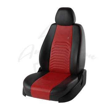 Чехлы для сидений Lord Autofashion Денвер (экокожа) Hyundai Solaris  RBr (2010-2017) седан дорестайлинг, седан рестайлинг (Чёрный, вставка красная)