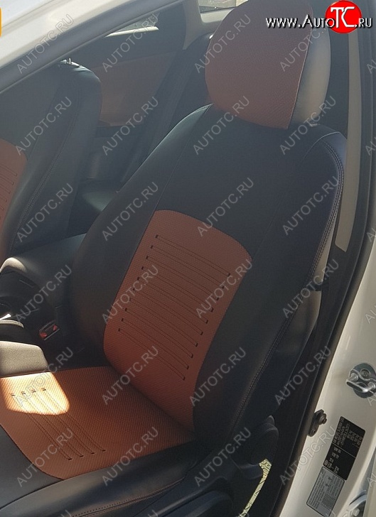 7 399 р. Чехлы для сидений Lord Autofashion Турин (экокожа, раздельная спинка)  Hyundai Solaris  RBr (2010-2017) седан дорестайлинг, седан рестайлинг (Чёрный, вставка коричневая)  с доставкой в г. Керчь