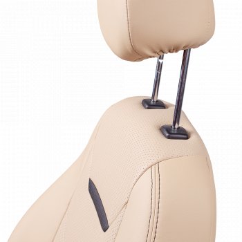 7 399 р. Чехлы для сидений Lord Autofashion Турин 2 (экокожа, раздельная спинка)  Hyundai Solaris  RBr (2010-2017) седан дорестайлинг, седан рестайлинг (Бежевый/Бежевый/Чёрный/Бежевый)  с доставкой в г. Керчь. Увеличить фотографию 5