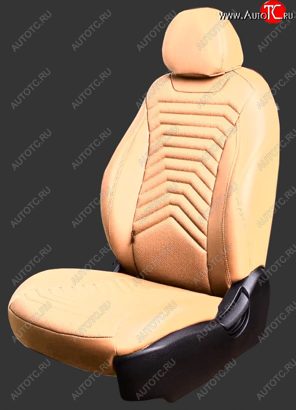 23 549 р. Чехлы для сидений Lord Autofashion Байрон ПРЕЗИДЕНТ (экокожа, спинка 60/40, 2 Г-образных подголовника)  Hyundai Solaris  RBr (2010-2017) седан дорестайлинг, седан рестайлинг (Бежевый, вставка бежевая, строчка бежевая)  с доставкой в г. Керчь