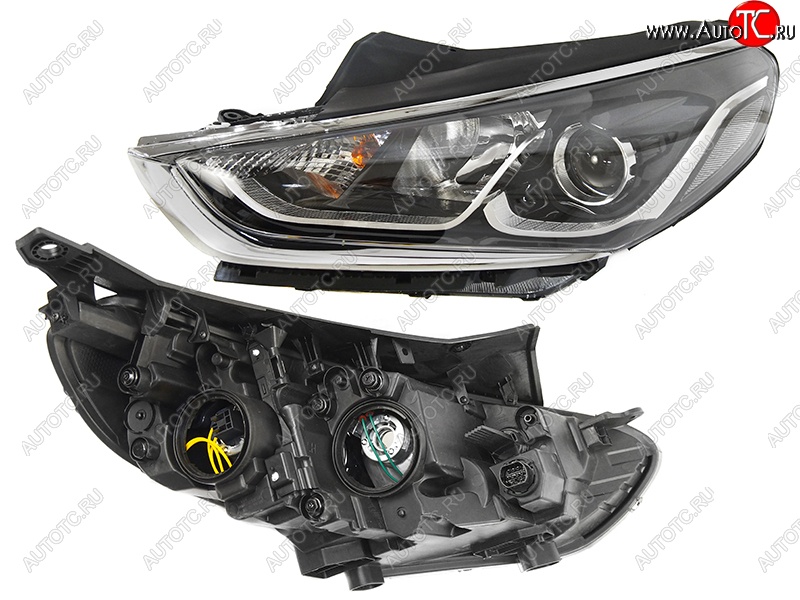 7 449 р. Левая фара SAT (галоген)  Hyundai Sonata  LF (2017-2019) рестайлинг  с доставкой в г. Керчь