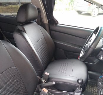 Чехлы для сидений (EF) Lord Autofashion Турин (экокожа) Hyundai Sonata  EF (2001-2013) рестайлинг ТагАЗ (Чёрный, вставка чёрная)