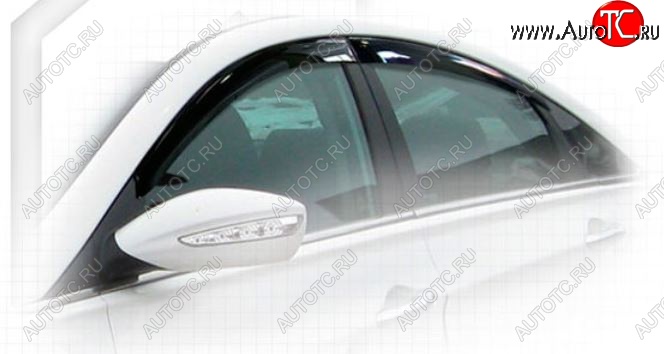 1 999 р. Дефлектора окон CA-Plastiс  Hyundai Sonata  YF (2009-2014) (Classic полупрозрачный, Без хром.молдинга, Крепление только на скотч)  с доставкой в г. Керчь