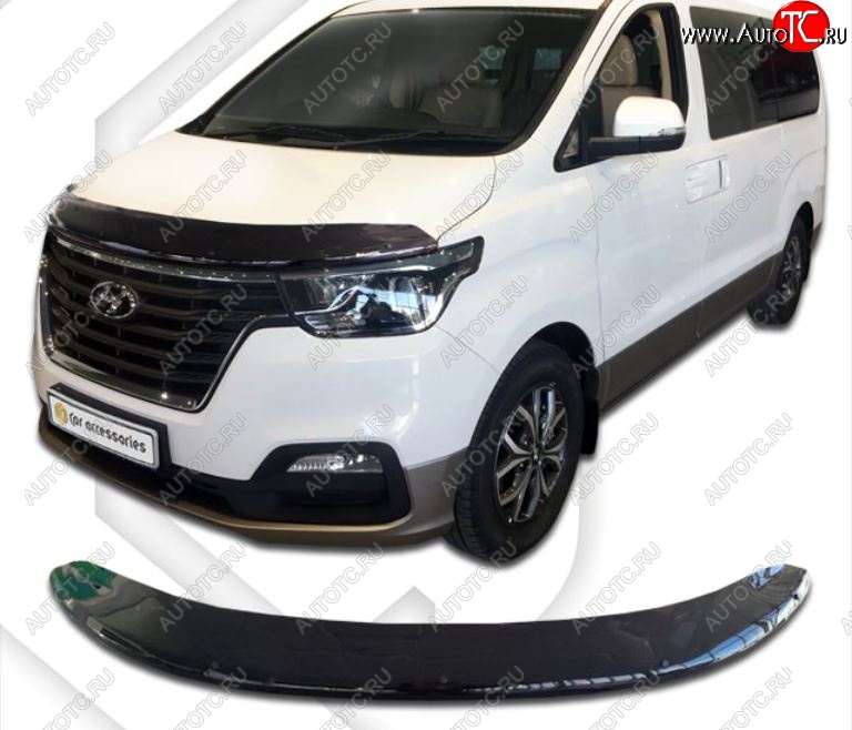 2 899 р. Дефлектор капота CA-Plastik exclusive  Hyundai Starex/Grand Starex/H1  TQ (2017-2022) 2-ой рестайлинг (Classic черный, Без надписи)  с доставкой в г. Керчь