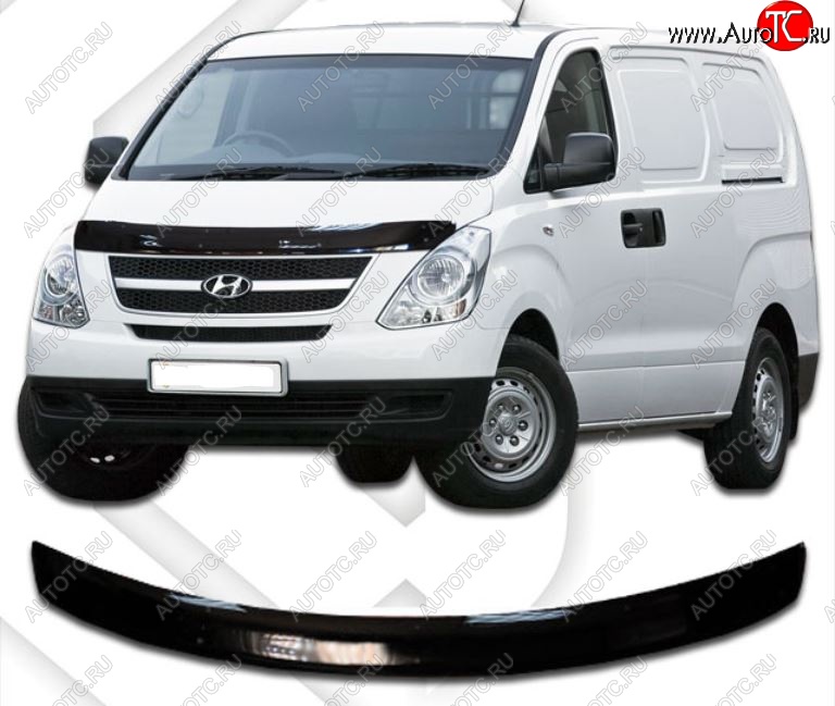 2 159 р. Дефлектор капота (кузов: kmjwwh) CA-Plastiс  Hyundai Starex/H1  A1 (2004-2007) рестайлинг (серия Classic черный, Без надписи)  с доставкой в г. Керчь